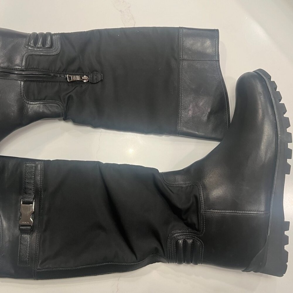 NWOT Prada Re-nylon and Leather Knee-high Boots